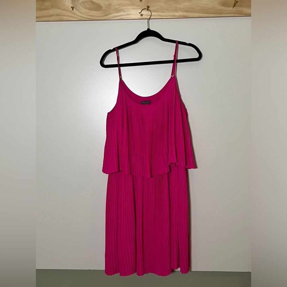 Vince Camuto Pleated Tier Sleeveless Dress Pink‎ Spring Women Size XL
